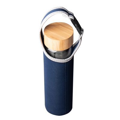GOURMET 600 ml glass bottle with tea infuser, 600 ml, dark blue