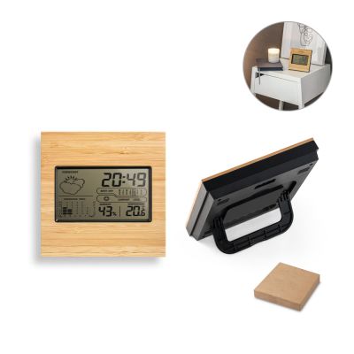 BROMLEY. Stolna meteorološka stanica s LCD zaslonom od ABS-a i bambusa